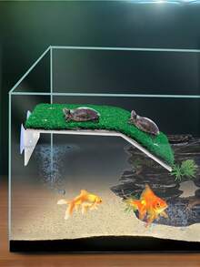 1PC DURABLE PLASTIC TURTLE BASKING PLATFORM FLOATING ISLAND RAMP WITH SUCTION CUPS FOR AQUATIC TURTLES TERRAPIN RED EARED SLIDER FISH TANK AQUARIUM DECOR PET SUPPLIES GIFT - Multicolor - View 4