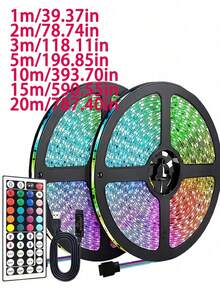 44鍵遙控LED燈條，5V USB可彎曲DIY電視背光燈，可調顏色與閃爍速度，易安裝，適用臥室天花板、派對、節日居家裝飾禮物 - 亮光 - 查看 4