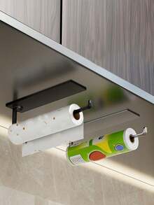 Sticky‑On Kitchen Paper Towel Holder, No‑Drill Under‑Cabinet Wall Mount Towel Rack, Self‑Adhesive Roll Holder For Kitchen, Bathroom, Refrigerator Side - Multicolor - View 9