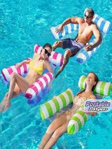 2/4pcs Inflatable Water Drainage Floating Chair Lounging Hammock Dual Purpose With Backrest, Summer Foldable Inflatable Pool Chairs For Spa, Vacation Multipurpose Pool Party Summer Outdoor Aquatic Fun Floating,Does Not Include Air Pump - multicolor - View 1