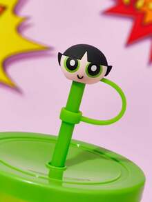 THE POWERPUFF GIRLS X SHEIN 0.4 Inch/10cm 3D Straw Covers, Dust-Proof Straw Covers, Suitable For 8-10mm Straws, Flower, Bubble, Buttercup Patterns (Straws Not Included), Y2K - Multicolor - View 2