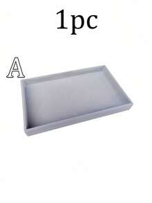 1PC Velvet Stackable Large Capacity MultiCompartment ScratchProof Dustproof Jewelry Display Tray For Necklace Ring Earring Bracelet Hair Accessories Organizer Vanity Valentine Gift - Grey - View 6