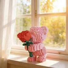 3996pcs Flower Bouquet Bear Building Blocks, Romantic Diy Construction Toy, Collection Model, Home Decor, Birthday Gift, 1 Piece Room Decor - Multicolor - View 7
