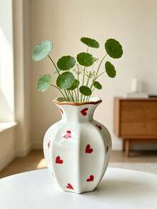 Hand-Painted Heart Ceramic Vase, Ins Style High-End Tabletop Water Flower Vase, Flower Arranging Decor Ornament For Living Room Household Decoration - Love vase - View 10