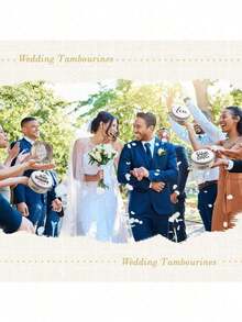 4pcs 4-Inch Wholesale Adult Wedding Hand Drums, Wooden Hand-Held Drums With Metal Bells, White Hand Drums, Wedding Party Gifts, Musical Instruments - 4 inches - View 5