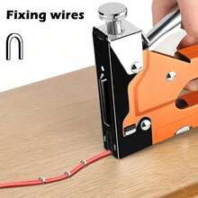 Manual Stapler Set - Heavy Duty Four In One Nail Knocker. 2100 Nails+Nail Driver Set, No Need For Electricity. Suitable For Wood, Fabric, Furniture, Roofs, Sofas, Felt, Frames - Orange - View 3