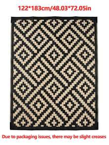 5ft X 8ft Waterproof Outdoor Rug, Reversible Plastic Straw Indoor Outdoor Patio Carpet For RV, Porch, Deck, Backyard, Camper, Balcony, Picnic, Grey And White - multicolor - View 12