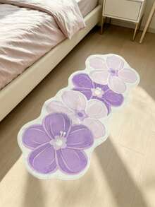 1pc White & Purple Floral Area Rug, Living Room Decor, Bedroom Carpet, Home Casual Rug, Decorative Rug, Small Rug, Carpet, Home Decor, Living Room Rug, Small Living Room Rug, Bedroom Rug, Living Room Home Decor, Outdoor Rug, Plush Rug, Fuzzy Rug - Multicolor - View 4