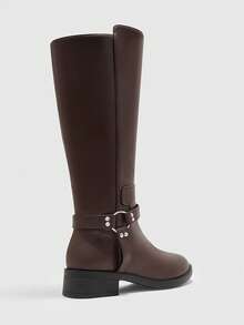 CUCCOO BIZCHIC Women's Mid-Calf Boots Winter European & American Fashion Side Zipper Mid-Heel Lightweight Versatile Leather Boots Fall Boots - Brown - View 6