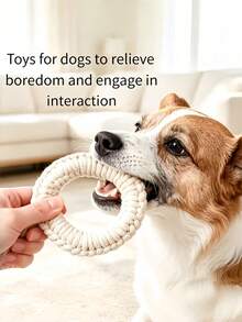 PETSIN Durable Cotton Rope Woven Ring Pet Toy; Cat And Dog Teething Rope Knot Ring; Interactive Chew Toy For Boredom Relief And Wear Resistance; Multiple Colors Available - Multicolor - View 9