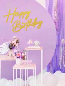 1pc Felt Happy Birthday Sign Vintage Farmhouse Balloon Arch Backdrop Party Wall Photo Prop Gold Black White Pink Decor - Gold - View 3