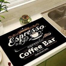 1pc Home Decor, Coffee Machine Water Absorption Mat, Counter Tableware Drying Pad, Diatomite Kitchen Dining Mat, Coffee Print Dish Drying Mat, Washable Anti-Slip Drainage Mat, Suitable For Kitchen Character Bar - Multicolor - View 11
