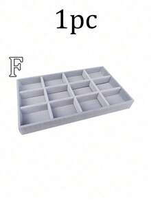 1PC Velvet Stackable Large Capacity MultiCompartment ScratchProof Dustproof Jewelry Display Tray For Necklace Ring Earring Bracelet Hair Accessories Organizer Vanity Valentine Gift - Grey - View 8