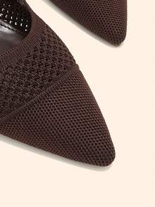 CUCCOO BASICS Spring And Summer Breathable Mesh Knitting Empty Single Shoes Women's French Pointed Kitten Heel Versatile Rear Strap Bag Head Sandals - Brown - View 4
