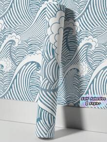1 Buah Wallpaper Perekat Diri, Dapat Dilepas, Tahan Air, Motif Gelombang Jepang, Mural Dinding untuk Ruang Tamu dan Kamar Tidur, Renovasi Mudah Dikupas dan Ditempel, Tahan Lama, PVC Vinyl, Tahan Lembap, Tahan Gores, Dekorasi Rumah, Ramah untuk Apartemen Sewa - Beraneka warna - View 1