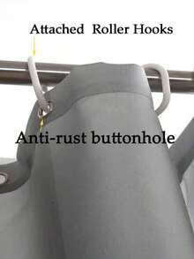 1pc Plain Gray Shower Curtain Liner, Solid Color Bathroom Decor, Privacy, With Hooks - Grey - View 6