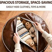 Bohemian Round Storage Ottoman Filler Not Included | Waterproof PU Leather Hidden Storage For Clothes & Toys Single / 2‑Pack Optional - Multicolor - View 8