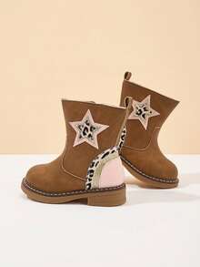 Children's Retro Boots Spring And Autumn New Print Girls British Embroidered Western Cowboy Boots Versatile Western Boots - Brown - View 3