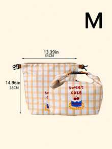 1PC Thickened Insulated Lunch Bag, Silver‑Coated Aluminum Film Bento Tote Bag, Waterproof Oil‑Resistant Handheld Lunch Box Pouch For Daily Food Storage - Multicolor - View 7