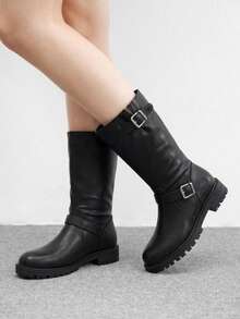 CUCCOO BIZCHIC Women's Flat Boots Daily Simple Fashion Commuting Elegant Dating Comfortable Casual Boots Fall Boots - Black - View 1