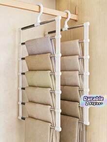 Multi-Layer Multi-Function Pants Hanger - Space-Saving Foldable Design For Effective Closet Organization, Plastic Organizer For Jeans, Leggings And Casual Pants, Non-Slip Home Pants Rack, Ideal For Valentine's Day, Mother's Day, Dorm Room - White - View 2