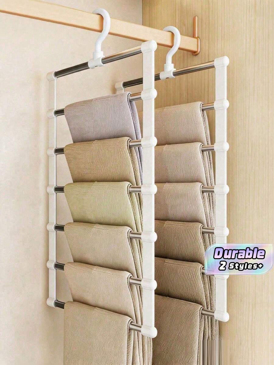 Multi-Layer Multi-Function Pants Hanger - Space-Saving Foldable Design For Effective Closet Organization, Plastic Organizer For Jeans, Leggings And Casual Pants, Non-Slip Home Pants Rack, Ideal For Valentine's Day, Mother's Day, Dorm Room