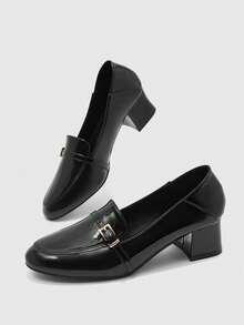 CUCCOO BIZCHIC Women's Fashion High Heels, PU Material, All-Season Commute Elegant Basic Style, Suitable For Vacation, Office, Outdoor, Daily Autumn Shoes - Shining Night Black - View 3