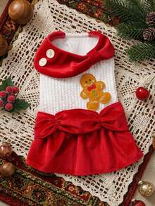PETSIN Christmas Gingerbread Dog Dress Cute Bow Pet Holiday Costume Winter Outfit For Small Cat Puppy - White - View 12