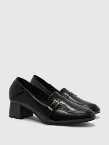 CUCCOO BIZCHIC Women's Fashion High Heels, PU Material, All-Season Commute Elegant Basic Style, Suitable For Vacation, Office, Outdoor, Daily Autumn Shoes - Shining Night Black - View 1