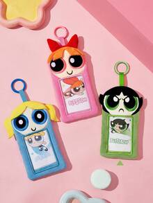 THE POWERPUFF GIRLS X SHEIN Grass Green Animation Card Bag, Three-Dimensional Hair Shape, Suitable For Putting Idou Small Cards, Work Cards, Campus Cards, Transportation Cards, Etc., Transparent PVC Window Design, Can Be Hung On The Bag - Powerpuff Girls - View 5