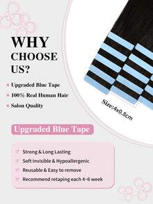 10 miếng tóc nối dán tape-in 25g màu đen tự nhiên 1B dài 22 inch, tóc thật mềm mượt thẳng cho nữ - S1B - Xem 4