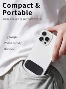 Foldable Phone Mirror Stand, Adhesive Back Sticker Phone Kickstand With Clear Makeup Mirror, Ultra Thin PU Leather Phone Grip Holder, Slim Multi-Angle Desktop Stand, Universal Compatible With Iphone Android, 8 Colors Travel Accessory - A - View 13