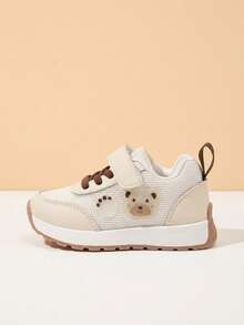 SHEIN Four Seasons Simple And Versatile Design Animal Bear Cute Fun Pattern Comfortable Non-Slip Soft Bottom Baby Flat Bottom Children's Sports Shoes - White - View 4