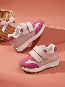 Cozy Pixies Four Seasons Simple And Versatile Design Love Color Matching Fun Pattern Comfortable Non-Slip Soft Sole Girls Children's Sports Shoes Back To School - Rose Gold - View 1