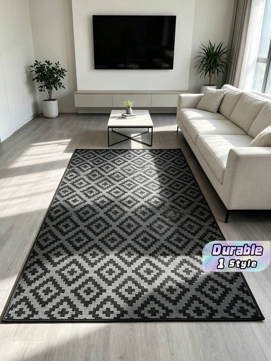 5ft X 8ft Waterproof Outdoor Rug, Reversible Plastic Straw Indoor Outdoor Patio Carpet For RV, Porch, Deck, Backyard, Camper, Balcony, Picnic, Grey And White - multicolor - View 1