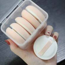 5pcs Round Shape Portable Foundation Powder Puff Drop Shape Beauty Makeup Sponge Blender With Container Triangle Make Up Cosmetic Puff With Case Cushion Puff With Box For Travel Women Makeup Tool,Makeup,Cheap,Room Decor,Vanity,Travel,Bedroom,Makeup - Pink - View 2