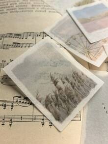 1 Pack 50pcs Landscape Poetry Washi Stickers DIY Scrapbook Journaling Material Decals, Decorative Paper Sheets, Scrapbooking, Wall Decor, Back To School - DT238 Poetry and Distant Places - View 6