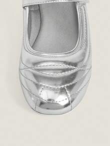 Vate Solid Color Pointed Toe Casual Comfortable Flat Shoes, Suitable For Spring And Summer - Silver - View 4