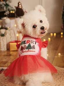 PETSIN Christmas Red Mesh Princess Dress For Pets - Multicolor - View 3