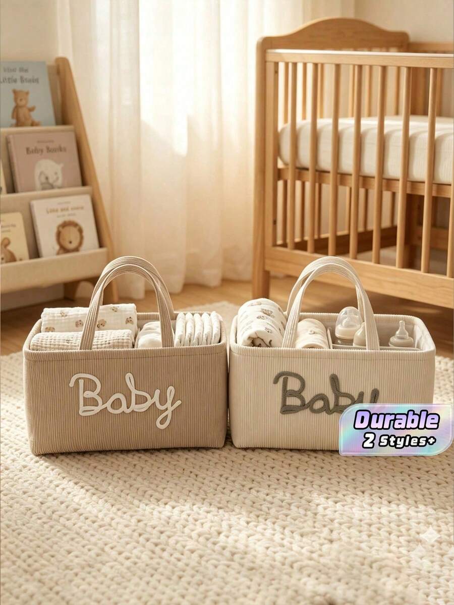 1pc Letter Diaper Storage Basket, Newborn Diaper Storage Box, Suitable For Nursery Use, Baby Shower Gift
