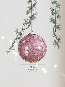 8CM 粉色泡沫聖誕球飾品，Ins風掛飾球，粉色吊飾組，適用於聖誕樹、居家派對裝飾 - 多色 - 查看 7