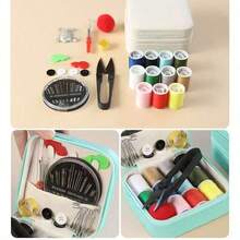 1-Piece Mini Travel Sewing Set, Artificial Leather Sewing Bag, Beginner's Small Sewing Tool Kit, Zippered Cross Stitch Storage Box (The Box Can Also Be Used As A Jewelry Storage Box After Use) - A Complete DIY Handmade - Multicolor - View 7