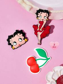 Betty Boop x SHEIN 3 Creative Refrigerator Stickers, Refrigerator Decorations, Suitable For Kitchen And Office Whiteboards - Betty Boop - View 1