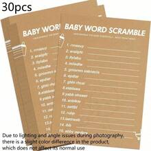 30/20/10 Pcs Baby Party Word Puzzle Games, Gender Reveal Party And Christening Party Supplies, Thick Paper Game Cards, Bring Joy And Fun To Guests. - Multicolor - View 8