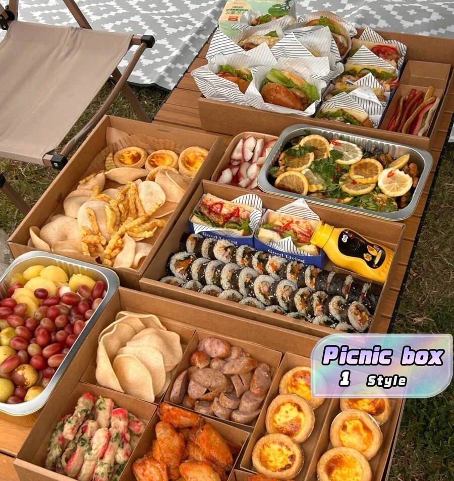 Kotak Piknik 2pcs/4pcs/6pcs dengan Jendela, Kotak Piknik Luar Ruangan untuk Berkemah, Barbekyu, Teh Sore, Makanan Penutup, Kue, Buah, Kemasan, Cocok untuk Makanan yang Dimasak atau Gelas Kertas - Kertas - View 1