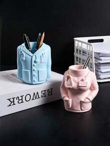 Male & Female Doctor Figurine Pen Holder Silicone Mold, Christmas Desktop Ornament Craft Mold For Handmade Home Decor. - pen holder - View 5
