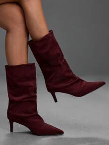 CUCCOO SZL Women's Fashion Pointed Stiletto Boots - Burgundy - View 1