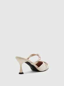 CUCCOO BIZCHIC Lazy Commute After Twist Strap Pointed Wine Glass With Light Camel Dew And Thin Heel Slippers Fall Shoes - Apricot - View 6