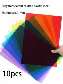 10pcs 0.3mm Colored PVC Transparent Plastic Sheets, Colored Plastic Film Sheets, Transparent Plastic Sheets For Handcraft DIY (All Transparent Plastic Sheets Have Protective Film On Both Sides, Please Remove Before Use) - A4 - View 7
