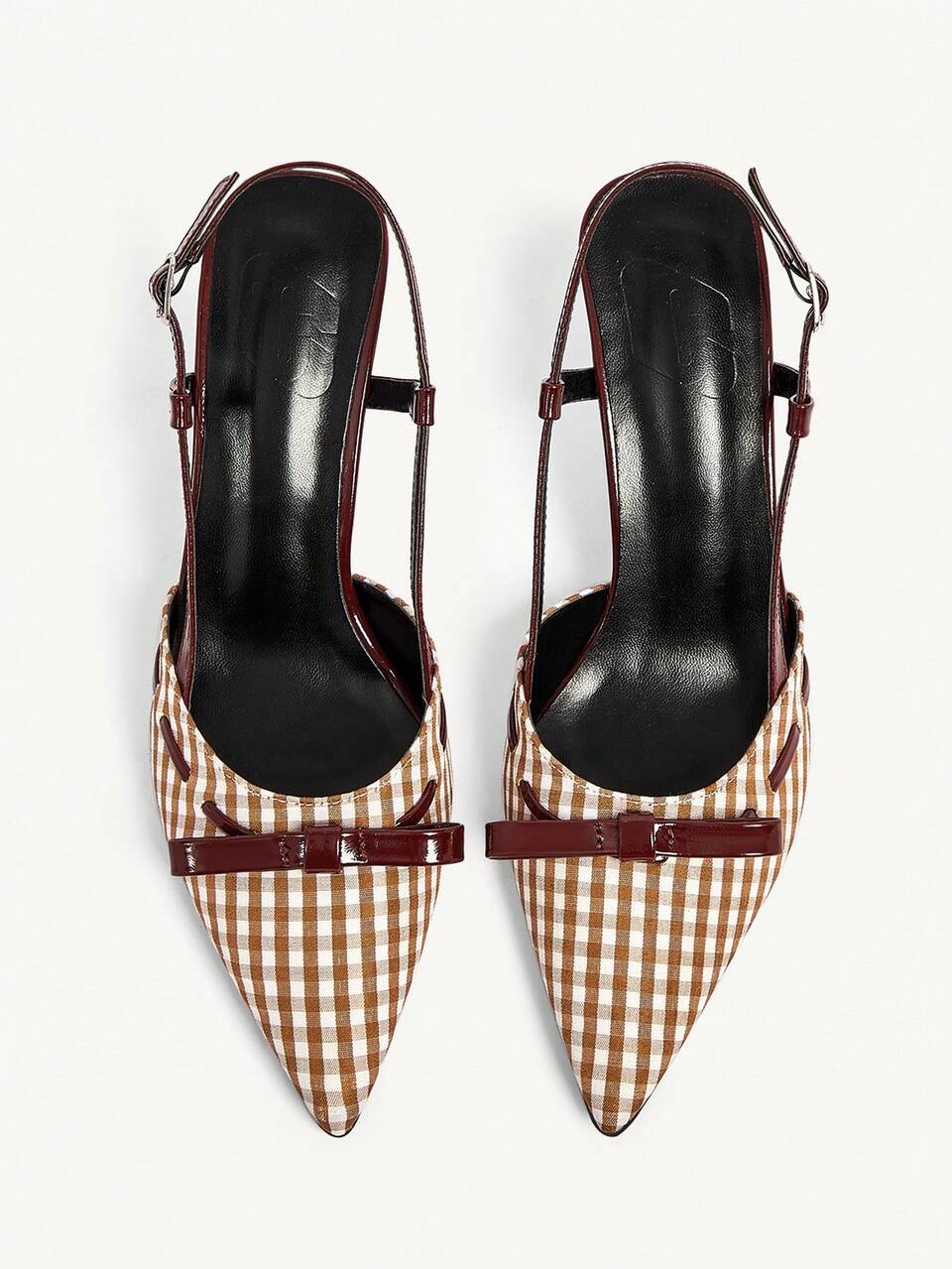 CUCCOO CHICEST Women's Shoes Bow Design Pointed Toe Stiletto Brown Burgundy Contrasting Color PU Leather Splicing Women's High Heel Shoes